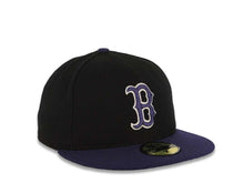 Load image into Gallery viewer, Boston Red Sox New Era MLB 59FIFTY 5950 Fitted Cap Hat Black Crown Purple Visor Purple/White Logo
