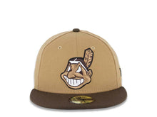 Load image into Gallery viewer, Cleveland Indians New Era MLB 59FIFTY 5950 Fitted Cap Hat Khaki/Beige Crown Brown Visor Beige/Brown/White Chief Wahoo Logo