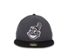 Load image into Gallery viewer, Cleveland Indians New Era MLB 59FIFTY 5950 Fitted Cap Hat Dark Gray Crown Black Visor Dark Gray/White Chief Wahoo Logo