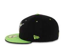 Load image into Gallery viewer, Miami Marlins New Era MLB 59FIFTY 5950 Fitted Cap Hat Black Crown Lime Green Visor Lime Green/Gray Cooperstown Retro Logo