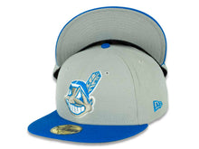 Load image into Gallery viewer, Cleveland Indians New Era MLB 59FIFTY 5950 Fitted Cap Hat Gray Crown Blue Visor Blue/Gray/White Chief Wahoo Logo

