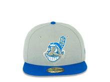 Load image into Gallery viewer, Cleveland Indians New Era MLB 59FIFTY 5950 Fitted Cap Hat Gray Crown Blue Visor Blue/Gray/White Chief Wahoo Logo