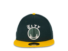 Load image into Gallery viewer, San Francisco Warriors New Era 59FIFTY 5950 Fitted Cap Hat Dark Green Crown Yelllow Visor Green/White "The City" Logo