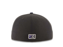 Load image into Gallery viewer, Augusta Green Jackets MiLB New Era 59FIFTY 5950 Fitted Cap Hat Dark Gray Crown Purple Visor Purple/White Logo
