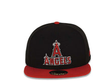 Load image into Gallery viewer, Los Angeles Anaheim Angels MLB Fitted Cap Hat Black Crown Red Visor Black/Red Text Logo