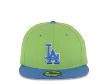 Load image into Gallery viewer, Los Angeles Dodgers New Era MLB 59FIFTY 5950 Fitted Cap Hat Lime Green Crown Blue Visor Blue/White Logo