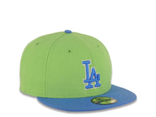 Load image into Gallery viewer, Los Angeles Dodgers New Era MLB 59FIFTY 5950 Fitted Cap Hat Lime Green Crown Blue Visor Blue/White Logo