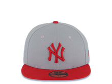 Load image into Gallery viewer, New York Yankees New Era MLB 59FIFTY 5950 Fitted Cap Hat Gray Crown Red Visor Red Logo