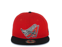 Load image into Gallery viewer, Los Angeles Anaheim Angels New Era MLB 59FIFTY 5950 Fitted Cap Hat Red Crown Black Visor Red/Gray Cooperstown/Retro Wing Logo