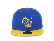Load image into Gallery viewer, Milwaukee Brewers New Era MLB 59FIFTY 5950 Fitted Cap Hat Royal Blue Crown Yellow Visor Navy/Yellow Logo