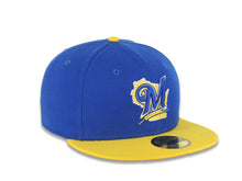 Load image into Gallery viewer, Milwaukee Brewers New Era MLB 59FIFTY 5950 Fitted Cap Hat Royal Blue Crown Yellow Visor Navy/Yellow Logo
