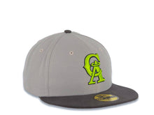 Load image into Gallery viewer, Los Angeles Anaheim Angels New Era MLB 59FIFTY 5950 Fitted Cap Hat Gray Crown Dark Gray Visor Lime Green CA Cooperstown Logo
