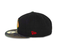 Load image into Gallery viewer, Chicago Blackhawks New Era NHL 59FIFTY 5950 Fitted Cap Hat Black Crown Camo Visor Team Color Logo