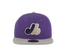 Load image into Gallery viewer, Montreal Expos New Era MLB 59FIFTY 5950 Fitted Cap Hat Purple Crown Gray Visor Black/Purple/Gray Logo