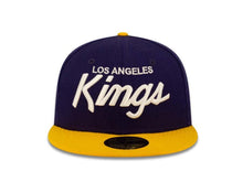 Load image into Gallery viewer, Los Angeles Kings New Era 59FIFTY 5950 Fitted Cap Hat Purple Crown Yellow Visor White Script Logo