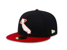 Load image into Gallery viewer, Californa Angels New Era MLB 59FIFTY 5950 Fitted Cap Hat Black Crown Red Visor White/Red State Map Logo