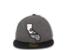 Load image into Gallery viewer, CALI CALIfornia New Era 59FIFTY 5950 Fitted Cap Hat Dark Gray Melton Crown Black Visor Black/White California Flag Inside California State Map Logo