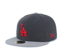 Load image into Gallery viewer, Los Angeles Dodgers New Era MLB 59FIFTY 5950 Fitted Cap Hat Dark Gray Crown Gray Visor Red Logo