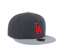 Load image into Gallery viewer, Los Angeles Dodgers New Era MLB 59FIFTY 5950 Fitted Cap Hat Dark Gray Crown Gray Visor Red Logo