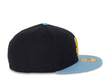 Load image into Gallery viewer, San Diego Padres New Era MLB 59FIFTY 5950 Fitted Cap Hat Melton Dark Navy Crown Sky Blue Visor Yellow/White Logo