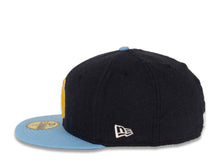Load image into Gallery viewer, San Diego Padres New Era MLB 59FIFTY 5950 Fitted Cap Hat Melton Dark Navy Crown Sky Blue Visor Yellow/White Logo