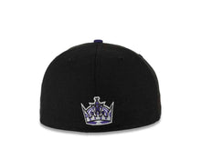 Load image into Gallery viewer, Los Angeles Kings New Era NHL 59FIFTY 5950 Fitted Cap Hat Black Crown Purple Visor Purple “Text” Logo