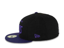Load image into Gallery viewer, Los Angeles Kings New Era NHL 59FIFTY 5950 Fitted Cap Hat Black Crown Purple Visor Purple “Text” Logo