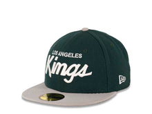 Load image into Gallery viewer, Los Angeles Kings New Era NHL 59FIFTY 5950 Fitted Cap Hat Dark Green Crown Gray Visor White “Text” Logo
