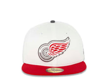 Load image into Gallery viewer, Detroit Red Wings New Era NHL 59FIFTY 5950 Fitted Cap Hat White Crown Red Visor Gray/Red/Black Logo