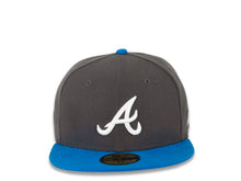 Load image into Gallery viewer, Atlanta Braves New Era MLB 59FIFTY 5950 Fitted Cap Hat Dark Gray Crown Blue Visor White Logo
