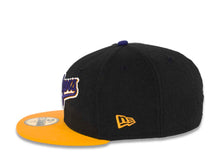 Load image into Gallery viewer, Los Angeles Dodgers New Era MLB 59FIFTY 5950 Cap Hat Black Crown Yellow Visor Purple/Yellow “Text” Logo