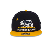 Load image into Gallery viewer, California Republic New Era 59FIFTY 5950 Fitted Cap Hat Dark Navy Crown Yellow Visor Dark Navy/White/Yellow Logo
