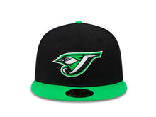 Load image into Gallery viewer, Blue Jays New Era 59FIFTY 5950 Fitted Cap Hat Black Crown Green Visor Retro Logo