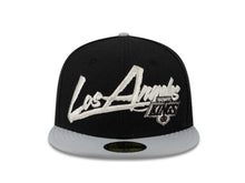 Load image into Gallery viewer, Los Angeles Kings New Era NHL 59FIFTY 5950 Fitted Cap Hat Black Crown Gray Visor Retro Word