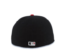 Load image into Gallery viewer, Atlanta Braves New Era 59FIFTY 5950 MLB Fitted Cap Hat Black Crown Red Visor Red/White Large Text/Script Logo