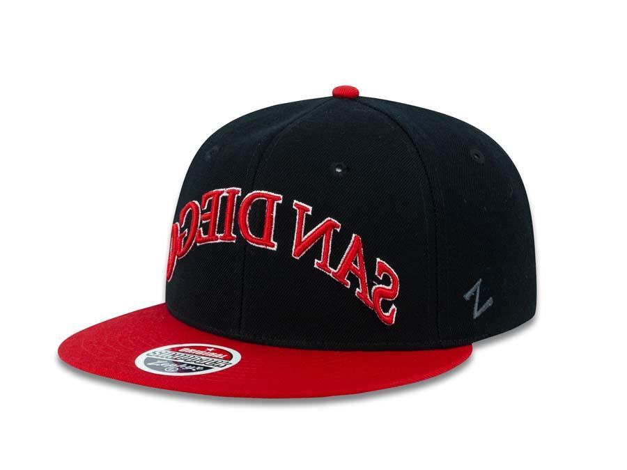 San Diego Zephyr Snapback Cap Hat Black Crown Red Visor Logo