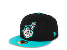 Load image into Gallery viewer, Cleveland Indians New Era MLB 59FIFTY 5950 Fitted Cap Hat Black Crown Blue Visor Gray/Blue Chief Wahoo Logo
