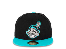 Load image into Gallery viewer, Cleveland Indians New Era MLB 59FIFTY 5950 Fitted Cap Hat Black Crown Blue Visor Gray/Blue Chief Wahoo Logo
