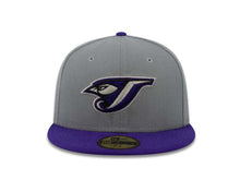 Load image into Gallery viewer, Toronto Blue Jays New Era 59FIFTY 5950 Fitted Cap Hat Dark Gray Crown Purple Visor Retro Logo