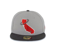 Load image into Gallery viewer, California Anaheim Angels New Era MLB 59FIFTY 5950 Fitted Cap Hat Gray Crown Dark Gray Visor Red/Dark Gray State Map Logo
