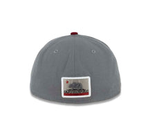 Load image into Gallery viewer, West Coast New Era 59FIFTY 5950 Fitted Cap Hat Storm Gray Crown Cardinal Red Visor Cardinal/Gray Logo Text Inside US Map