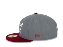 Load image into Gallery viewer, West Coast New Era 59FIFTY 5950 Fitted Cap Hat Storm Gray Crown Cardinal Red Visor Cardinal/Gray Logo Text Inside US Map