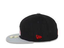 Load image into Gallery viewer, California Bear New Era 59FIFTY 5950 Fitted Cap Hat Black Crown Gray Visor Red/White Bear Inside State Map Logo (Freeway)