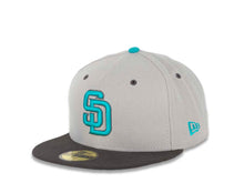 Load image into Gallery viewer, San Diego Padres New Era MLB 59FIFTY 5950 Fitted Cap Hat Gray Crown Dark Gray Visor Teal/Dark Gray Logo
