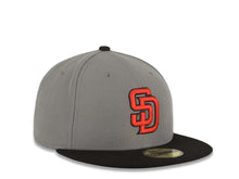 Load image into Gallery viewer, San Diego Padres New Era MLB 59FIFTY 5950 Fitted Cap Hat Gray Crown Black Visor Red/Black Logo