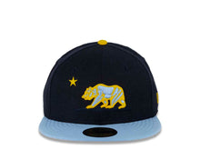 Load image into Gallery viewer, California Republic New Era 59FIFTY 5950 Fitted Cap Hat Navy Crown Sky Blue Visor Sky Blue/Yellow Logo