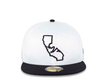 Load image into Gallery viewer, Cali CALIfornia New Era 59FIFTY 5950 Fitted Cap Hat White Crown Black Visor White/Black Bear in State Map Freeway Logo