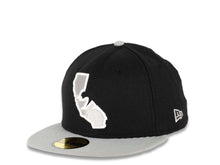 Load image into Gallery viewer, CALI CALIfornia New Era 59FIFTY 5950 Fitted Cap Hat Black Crown Gray Visor Gray/White Bear in State Map Freeway Logo