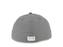 Load image into Gallery viewer, California Republic New Era 59FIFTY 5950 Fitted Cap Hat Dark Gray Crown Maroon Visor Maroon/Black/White Bear Logo