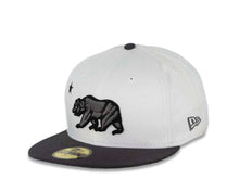 Load image into Gallery viewer, California Republic New Era 59FIFTY 5950 Fitted Cap Hat White Crown Dark Gray Visor Dark Gray/Black Bear Logo
